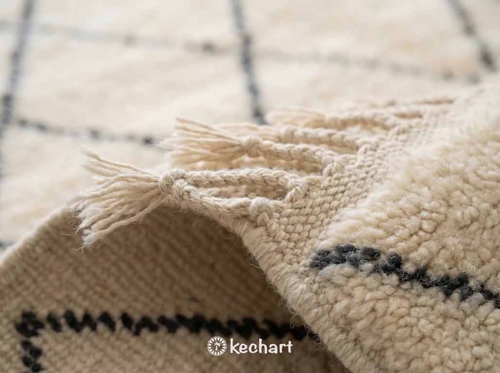 Custom Size Beni Ourain Rug - Handwoven Moroccan Wool in Cream & Charcoal