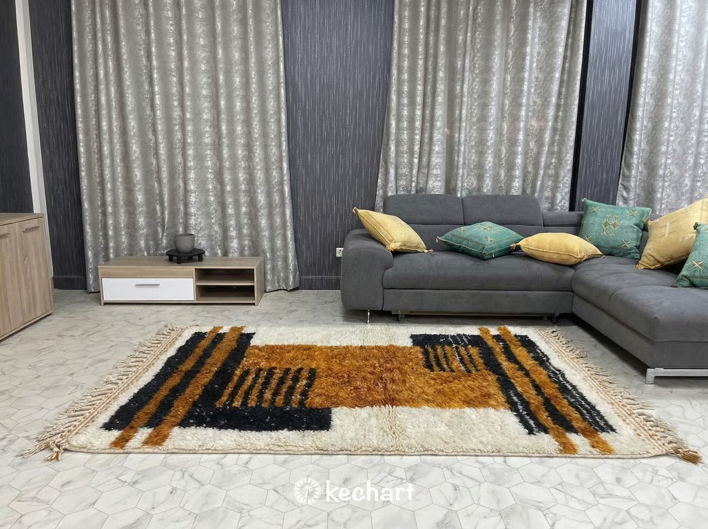 Custom Beni Ourain Rug - Made to Order Moroccan Wool, Geometric Earth Tones