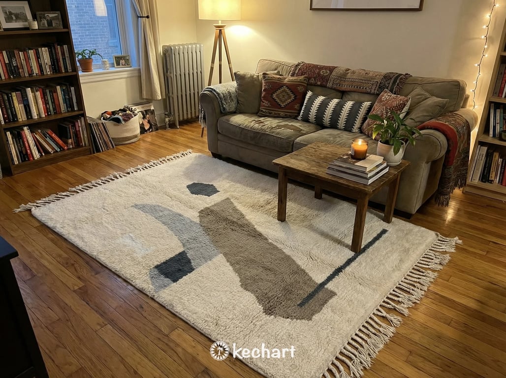 Custom Beni Ourain Rug - Made to Order Grey & White Geometric Wool