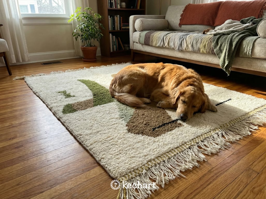 Custom Beni Ourain Rug - Olive & Sage Geometric Wool