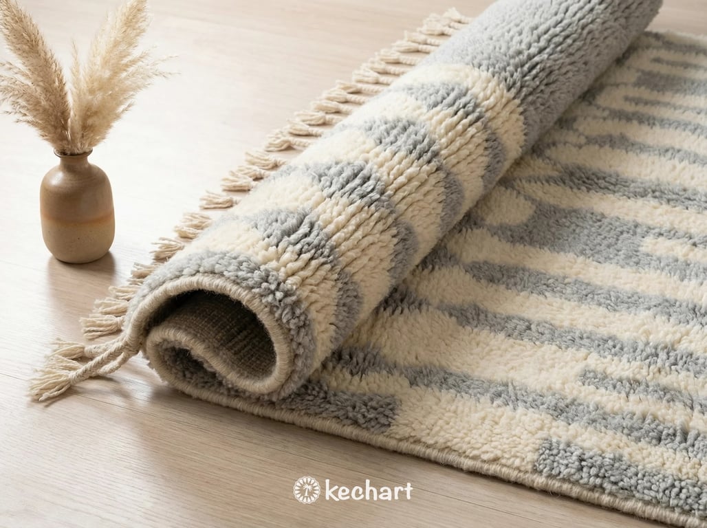 Custom Size Beni Ourain Rug - Handwoven Silver Grey Geometric Wool