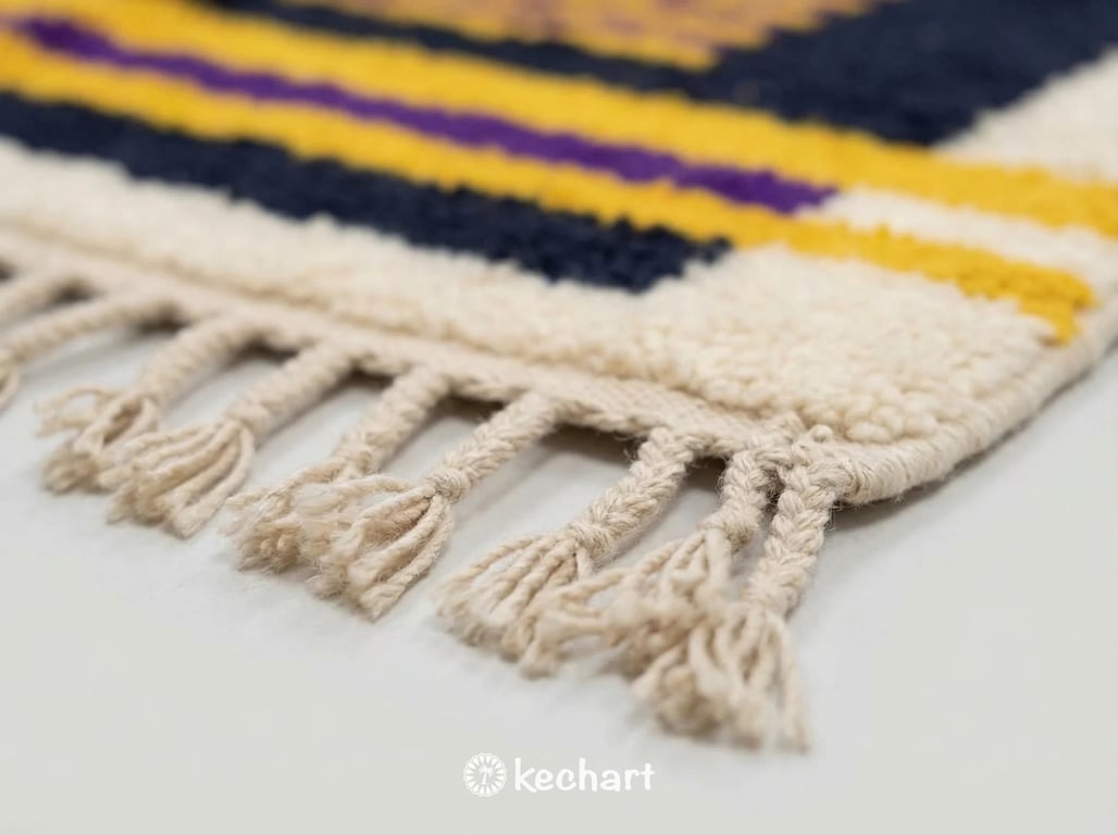 Custom Beni Ourain Rug - Handwoven Wool, Night Sky & Sunflower Diamonds