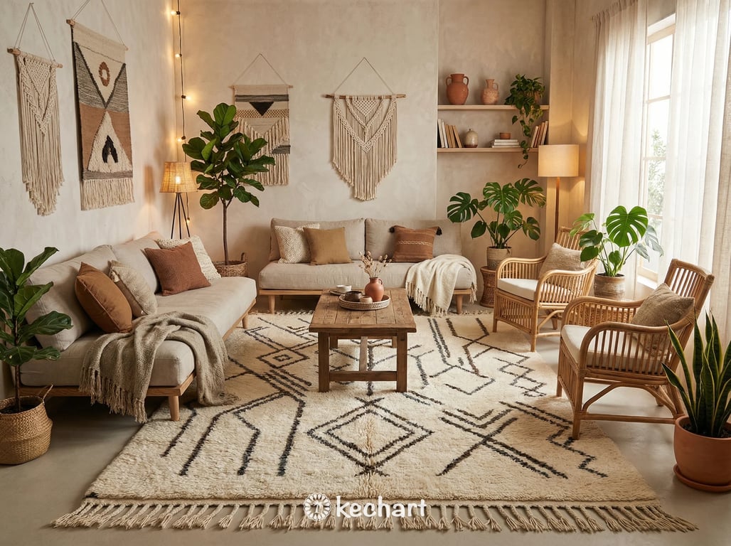 Soft handmade Berber wool rug with subtle diamond patterns in a neutral nursery setting, providing a safe and comfortable play area.