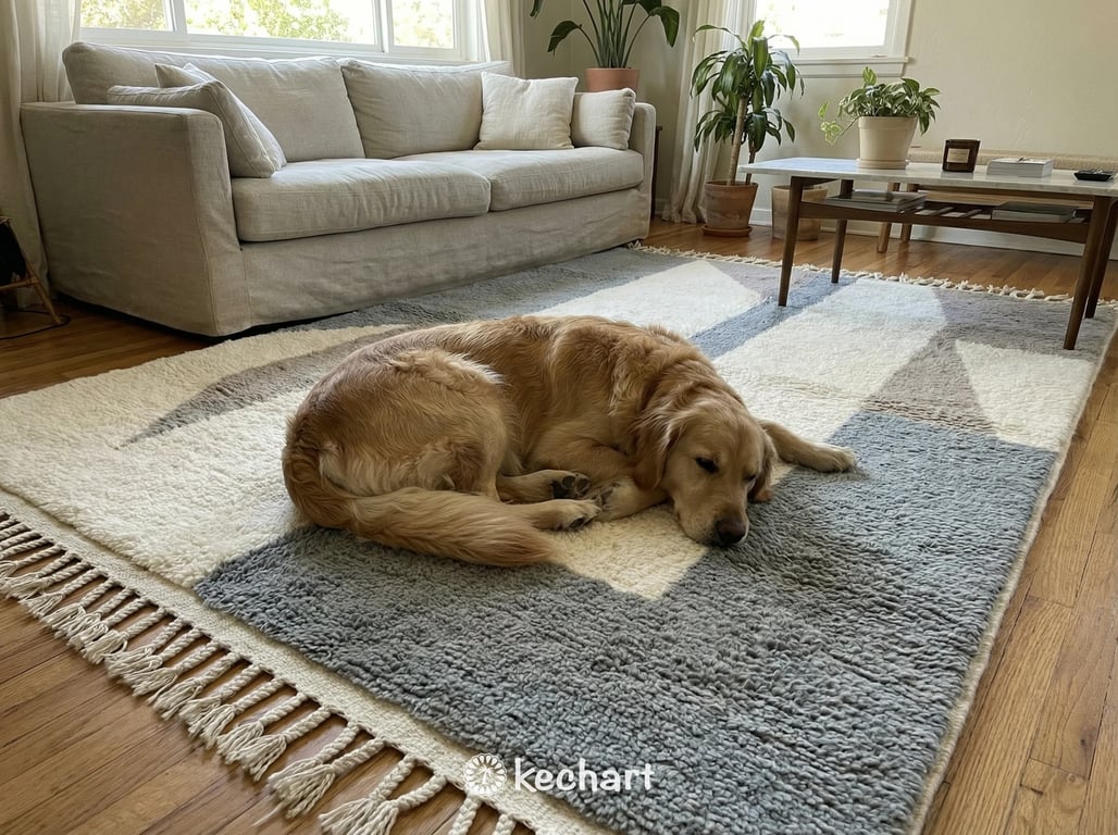 Custom Size Beni Ourain Rug - Handwoven Grey & Taupe Diamond Wool Area Rug