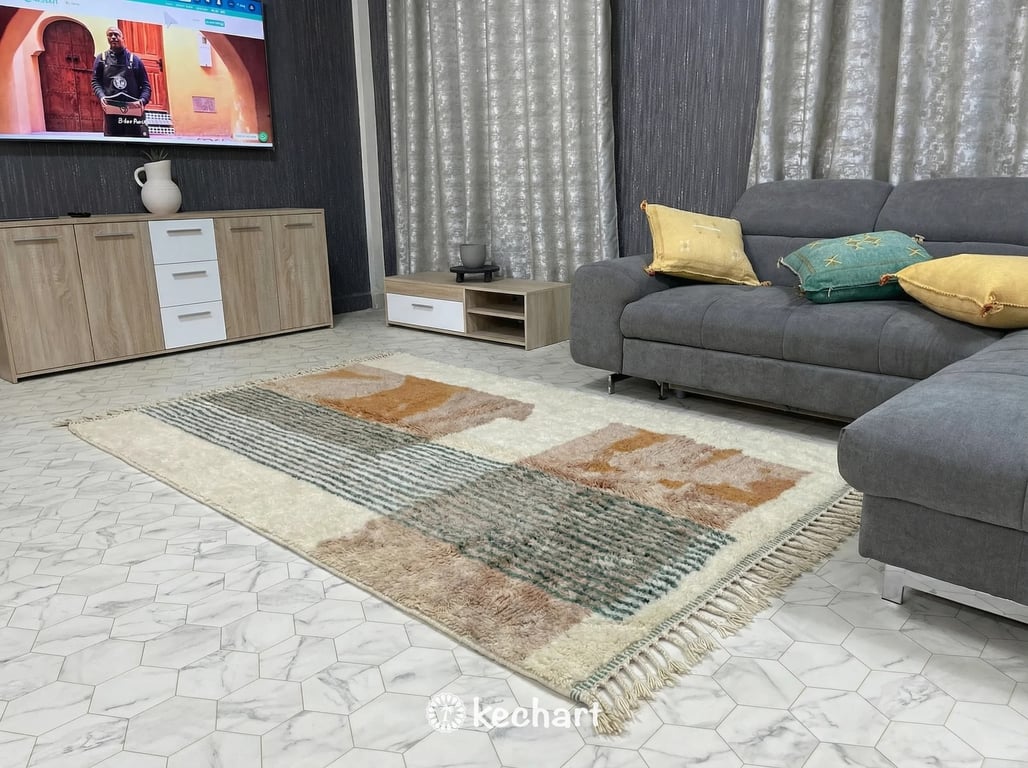Custom Size Beni Ourain Rug - Made to Order Moroccan Wool in Warm Earth Tones