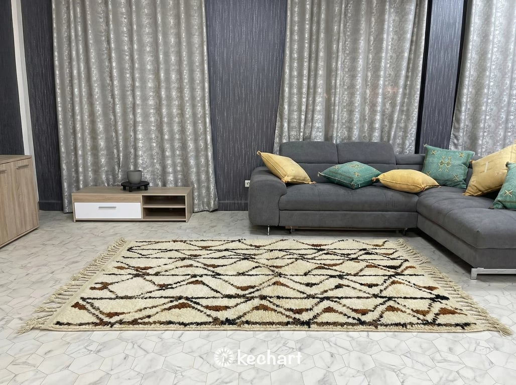 Custom Beni Ourain Rug - Handwoven Moroccan Wool in Sierra, Saffron & Beige