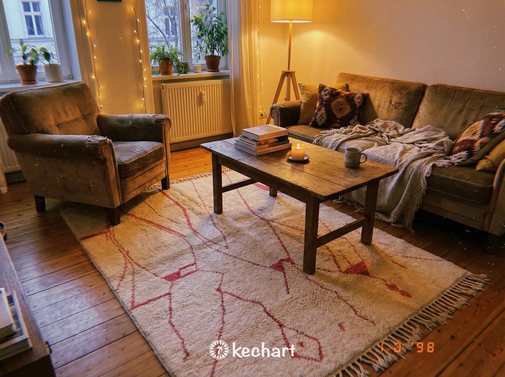 Made to Order Beni Ourain Rug - Cream & Candy Pink Geometric Wool