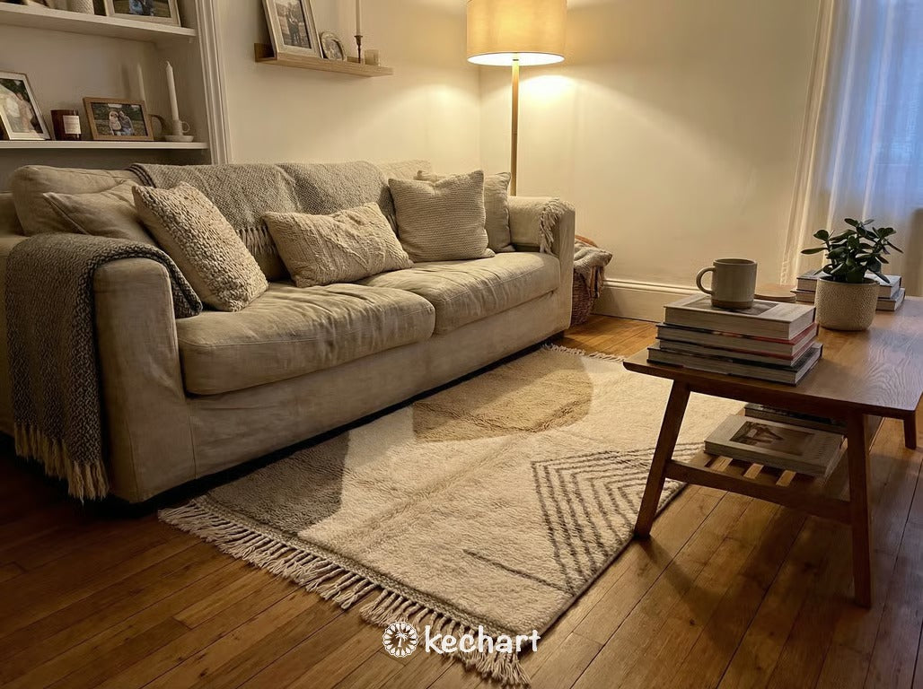 Custom Beni Ourain Rug - Made to Order Moroccan Wool Rug in Cream & Grey