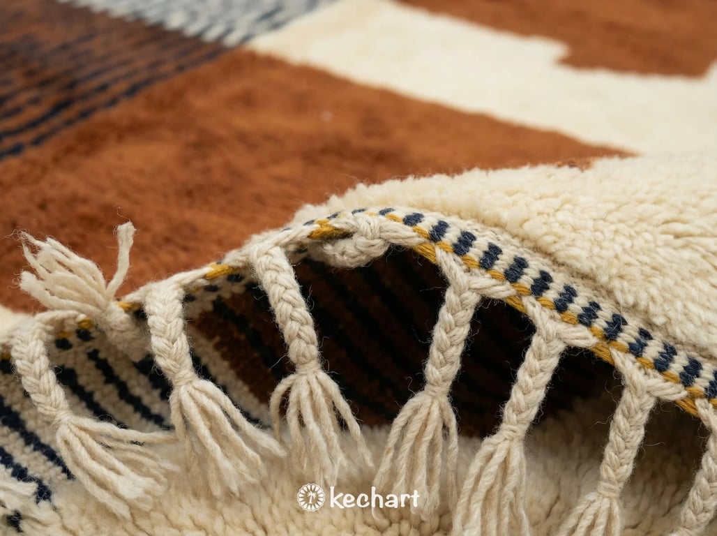 Custom Beni Ourain Wool Rug - Made to Order Geometric Rust & Cream