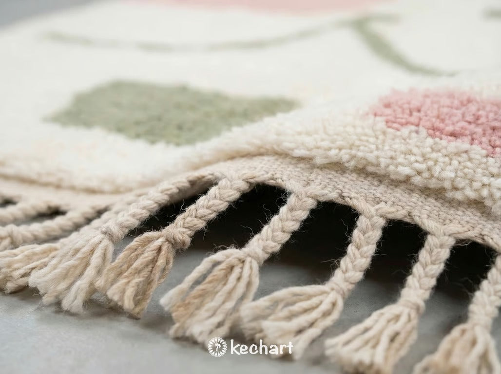 Custom Beni Ourain Rug – Sage Green & Pink Wool Rug, Made to Order