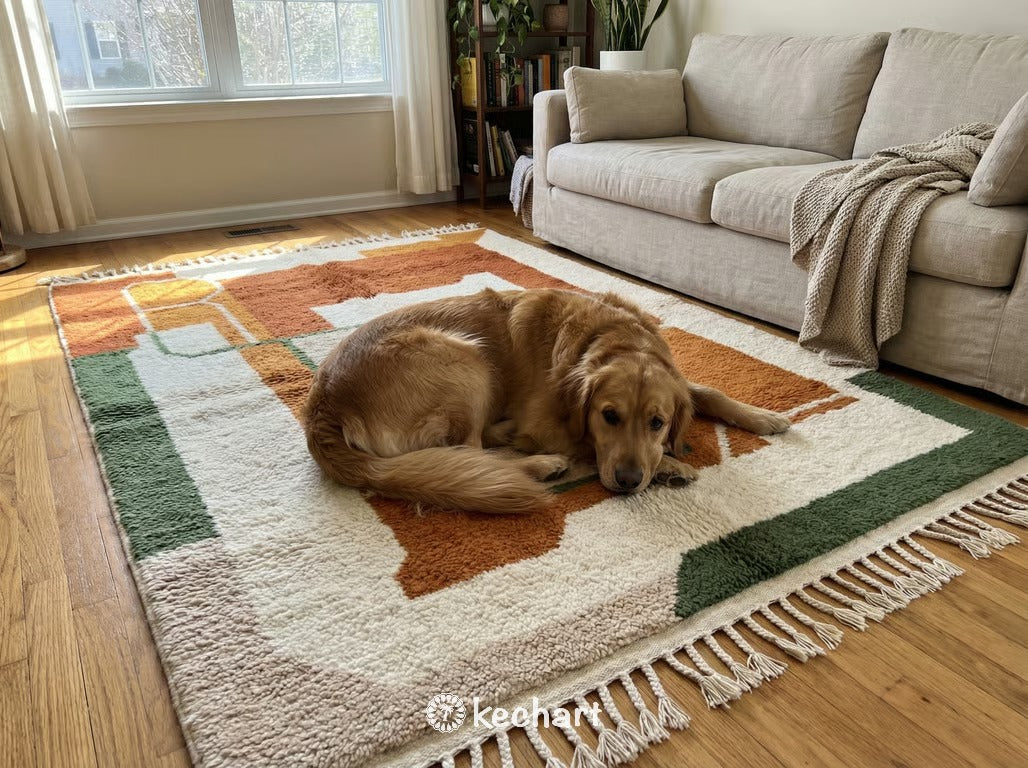 Custom Beni Ourain Rug | Made to Order Geometric Moroccan Wool Rug Earth Tones