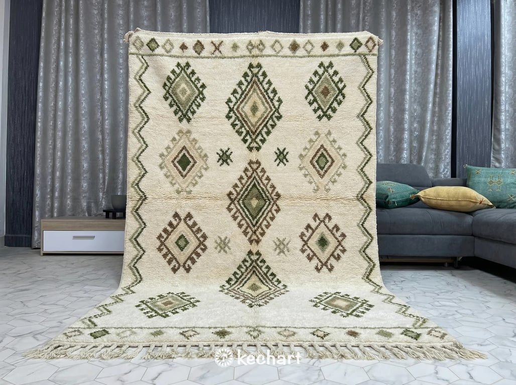 Custom Size Beni Ourain Rug - Handwoven Earth Tone Moroccan Wool