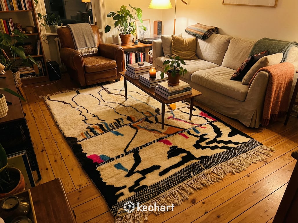 Custom Beni Ourain Rug - Handwoven Geometric Diamond Wool Rug, Made to Order