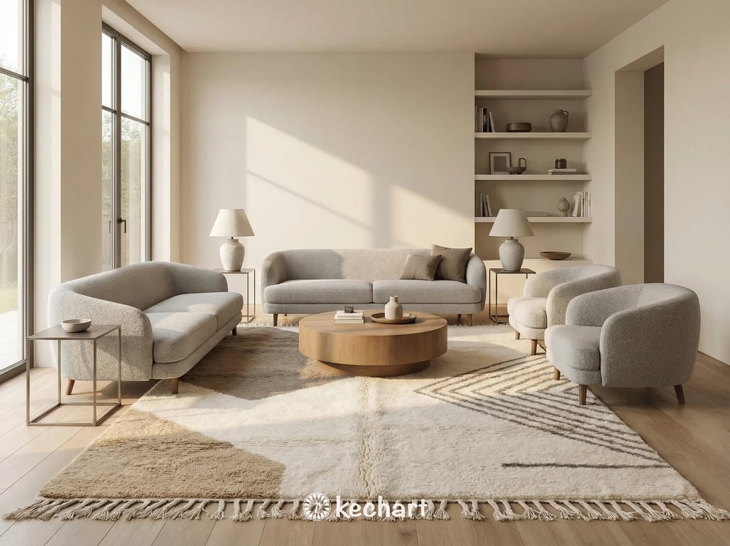 Medium density geometric diamond pattern rug in earthy taupe adding texture and warmth to a sophisticated nursery or home office setting.