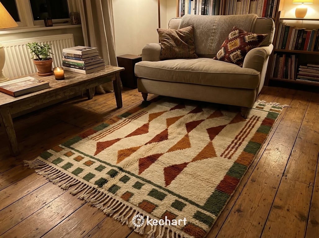 Custom Size Beni Ourain Rug - Handwoven Moroccan Wool in Rust & Earth Tones