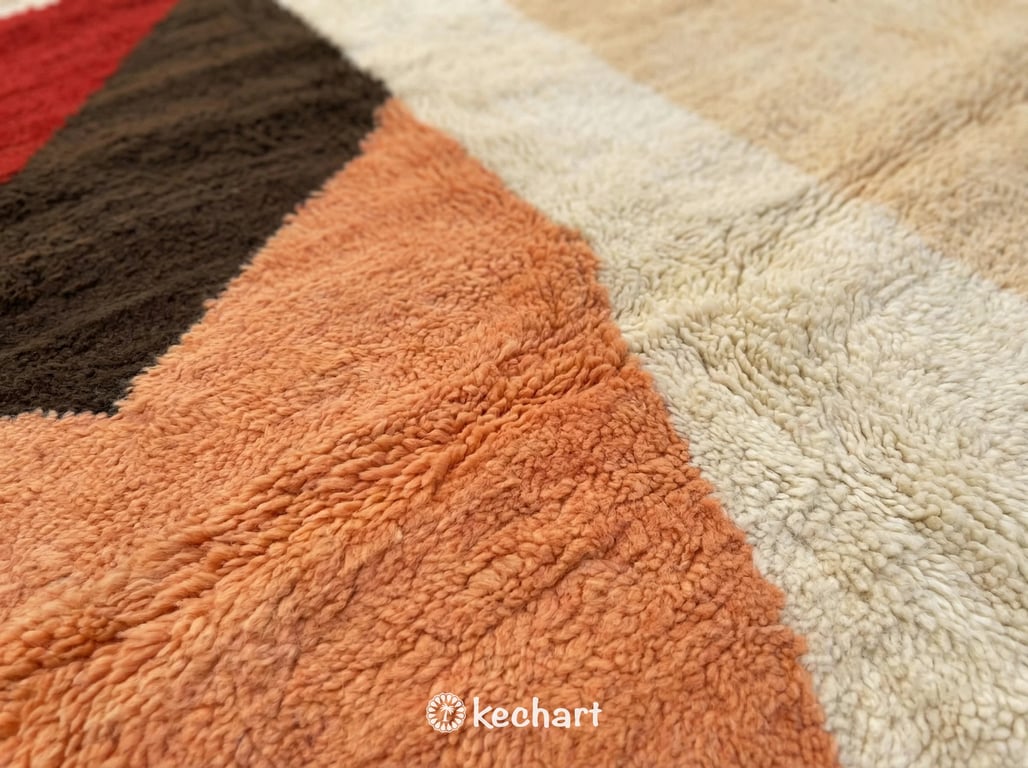 Custom Beni Ourain Rug - Made to Order Moroccan Wool Rug in Crimson & Cream