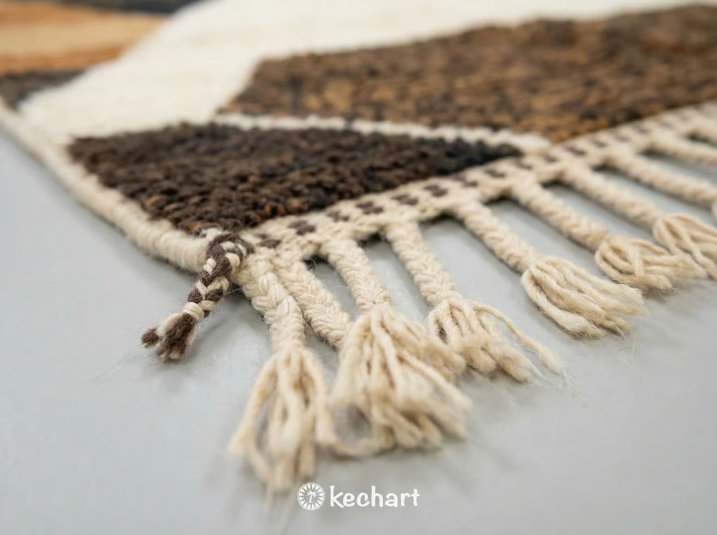 Custom Beni Ourain Rug - Handwoven Moroccan Wool Rug in Cream, Toffee & Camel