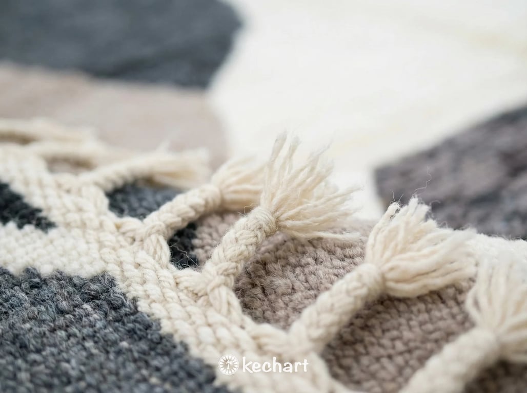 Custom Beni Ourain Rug - Handwoven Moroccan Wool with Grey & Taupe Diamonds
