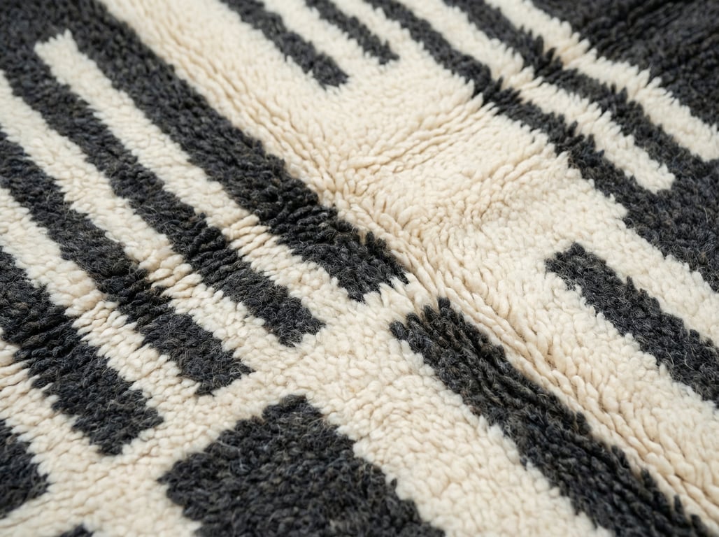 Custom Beni Ourain Rug - Made to Order Moroccan Wool Rug in Cream & Charcoal Diamonds