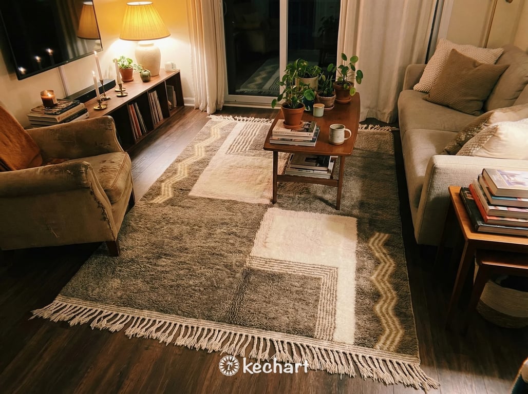 Custom Beni Ourain Rug - Plush Moroccan Wool in Cream Diamond Pattern