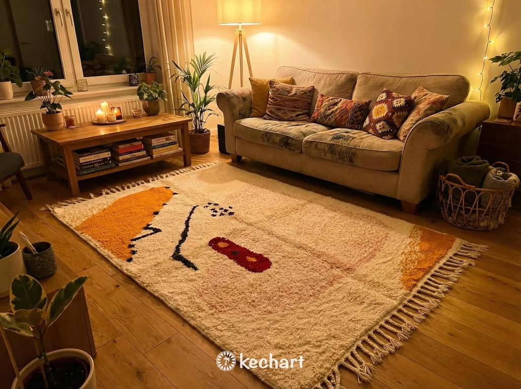 Custom Beni Ourain Area Rug - Vibrant Geometric Wool, Handwoven in Morocco