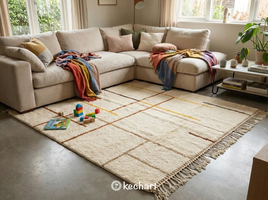 Custom Made Beni Ourain Rug - Sierra, Saffron & Beige Geometric Wool