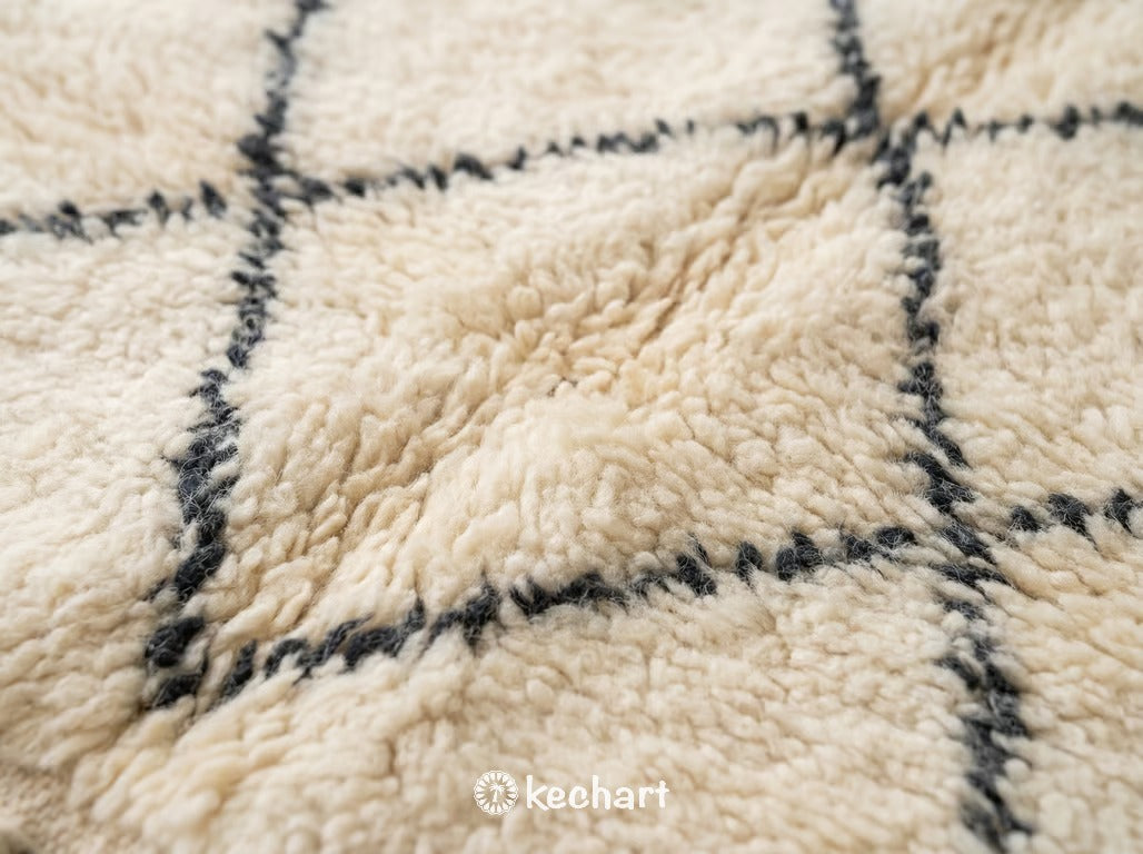 Custom Size Beni Ourain Rug - Handwoven Moroccan Wool in Cream & Charcoal