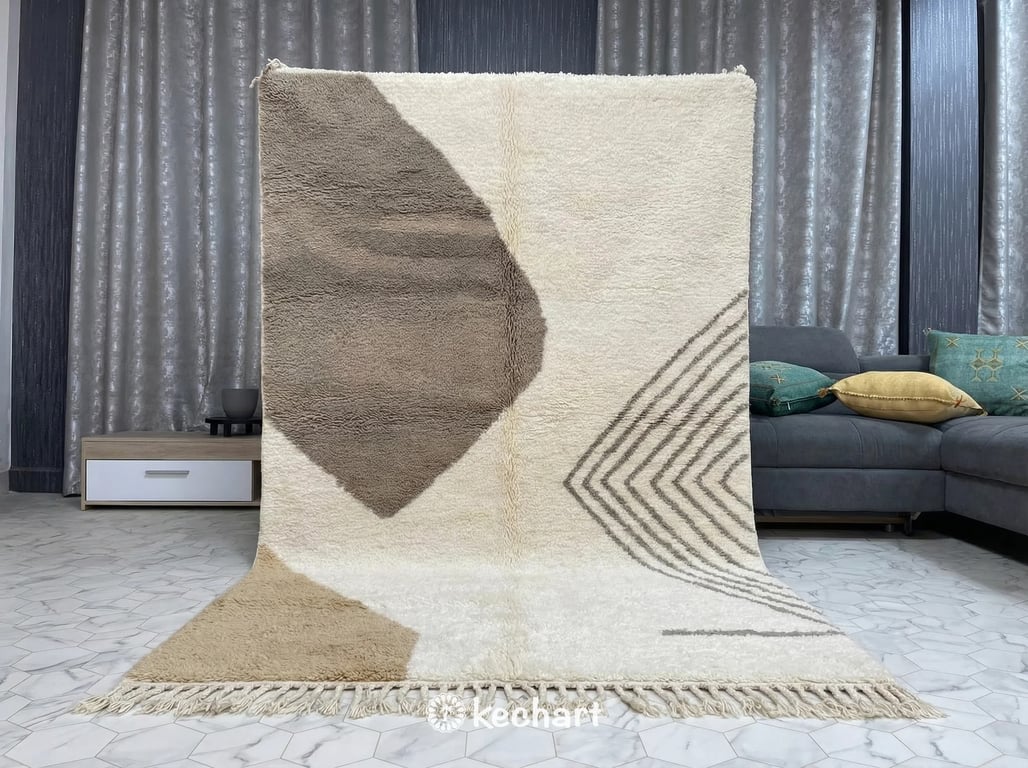 Custom Beni Ourain Rug - Made to Order Warm Taupe Geometric Wool Rug