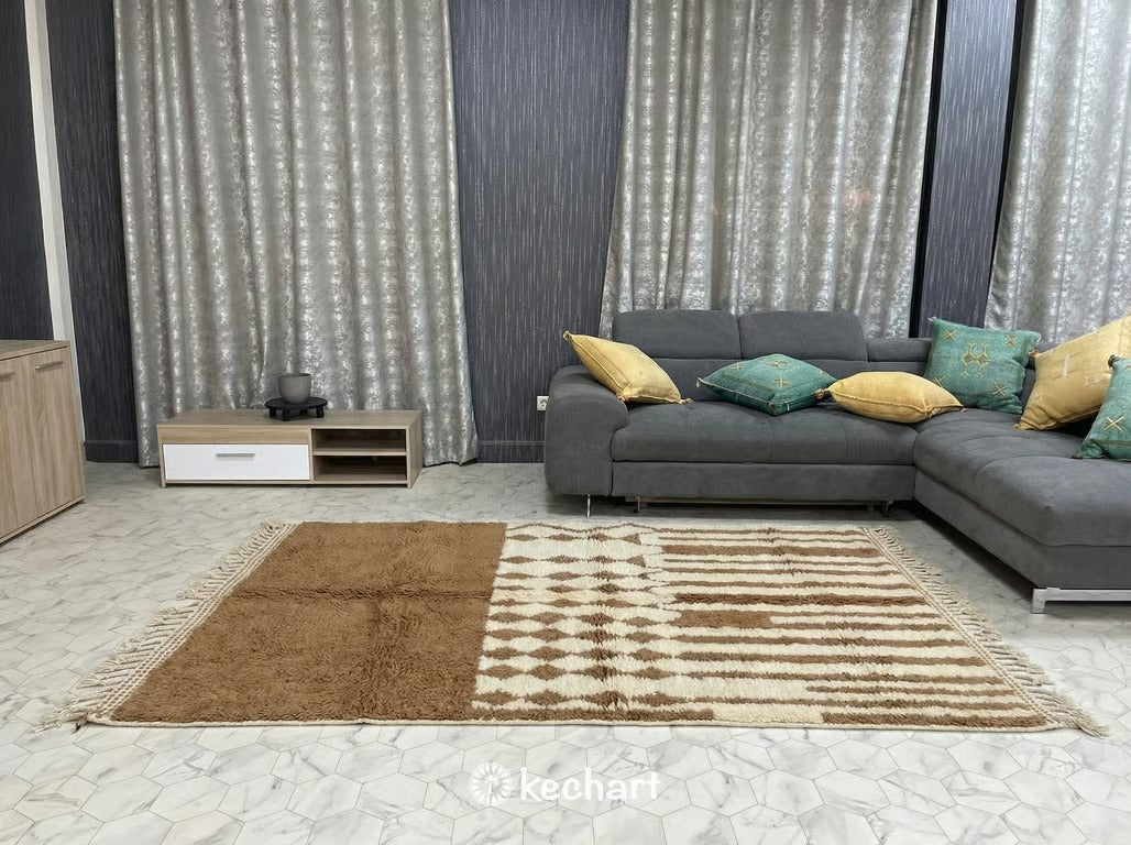 Sahara Brown Beni Ourain Rug - Custom Size Moroccan Wool