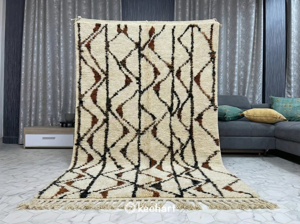 Custom Beni Ourain Rug - Handwoven Moroccan Wool in Sierra, Saffron & Beige