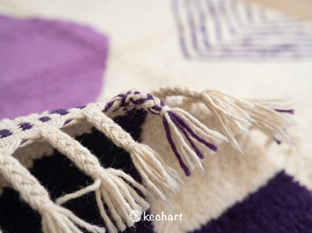 Custom Beni Ourain Rug - Moroccan Wool in Viola Indigo Diamond Pattern