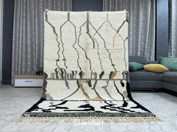 Custom Beni Ourain Rug - Made to Order Moroccan Wool in White & Grey