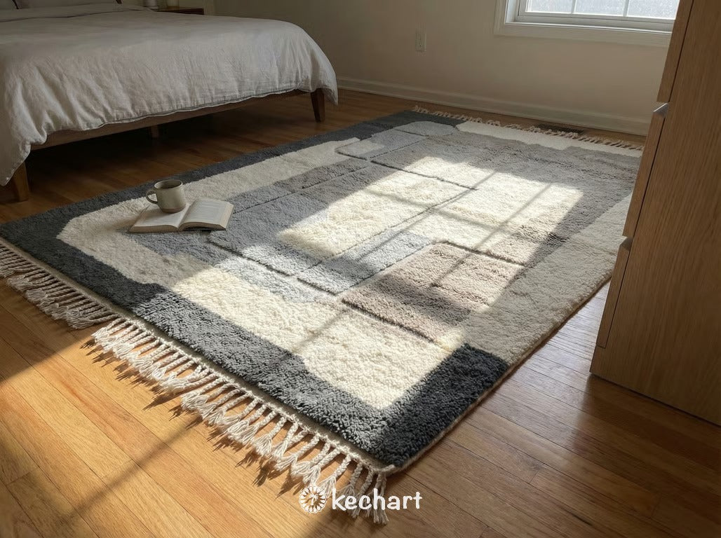 Custom Beni Ourain Rug - Made to Order Grey & White Diamond Moroccan Wool Rug