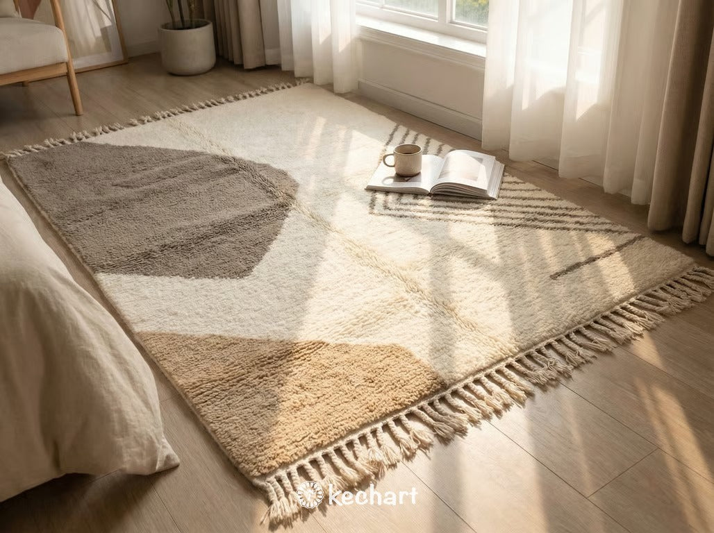 Custom Beni Ourain Rug - Made to Order Warm Taupe Geometric Wool Rug