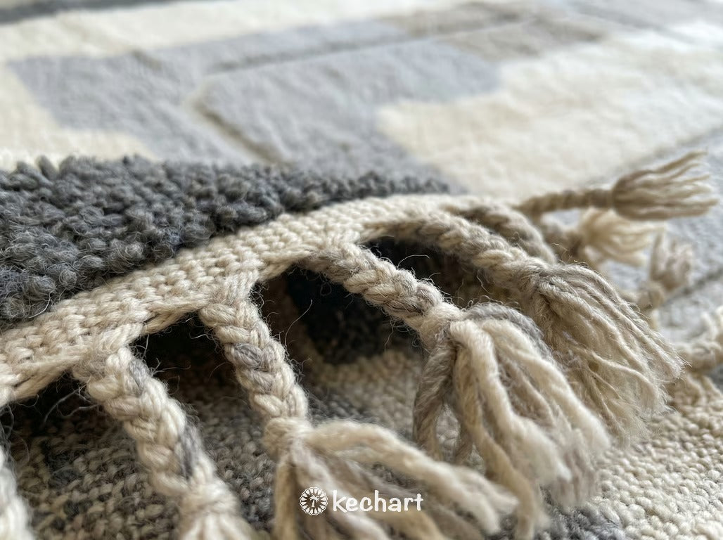 Custom Beni Ourain Rug - Made to Order Grey & White Diamond Moroccan Wool Rug