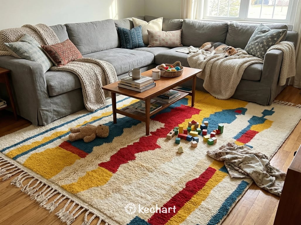Custom Beni Ourain Wool Rug - Handwoven Vibrant Geometric Design