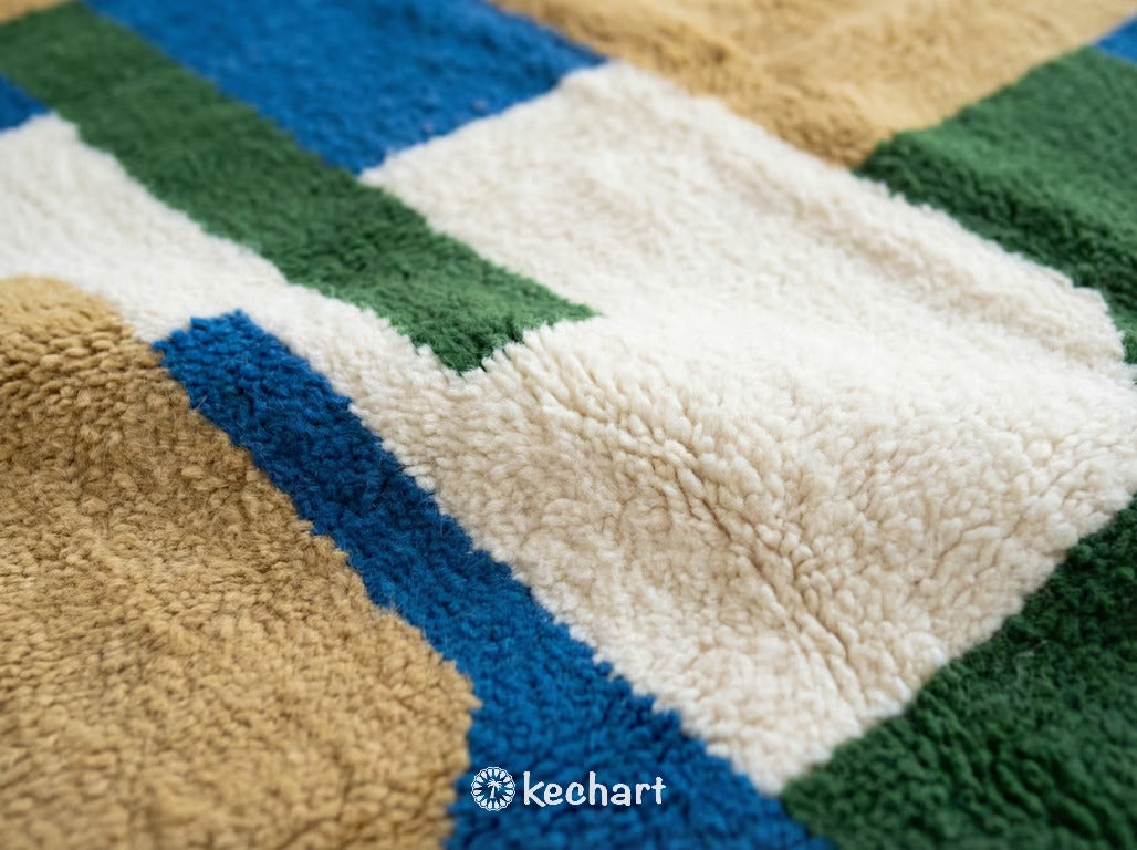 Custom Beni Ourain Rug - Made to Order Moroccan Wool with Colorful Diamonds