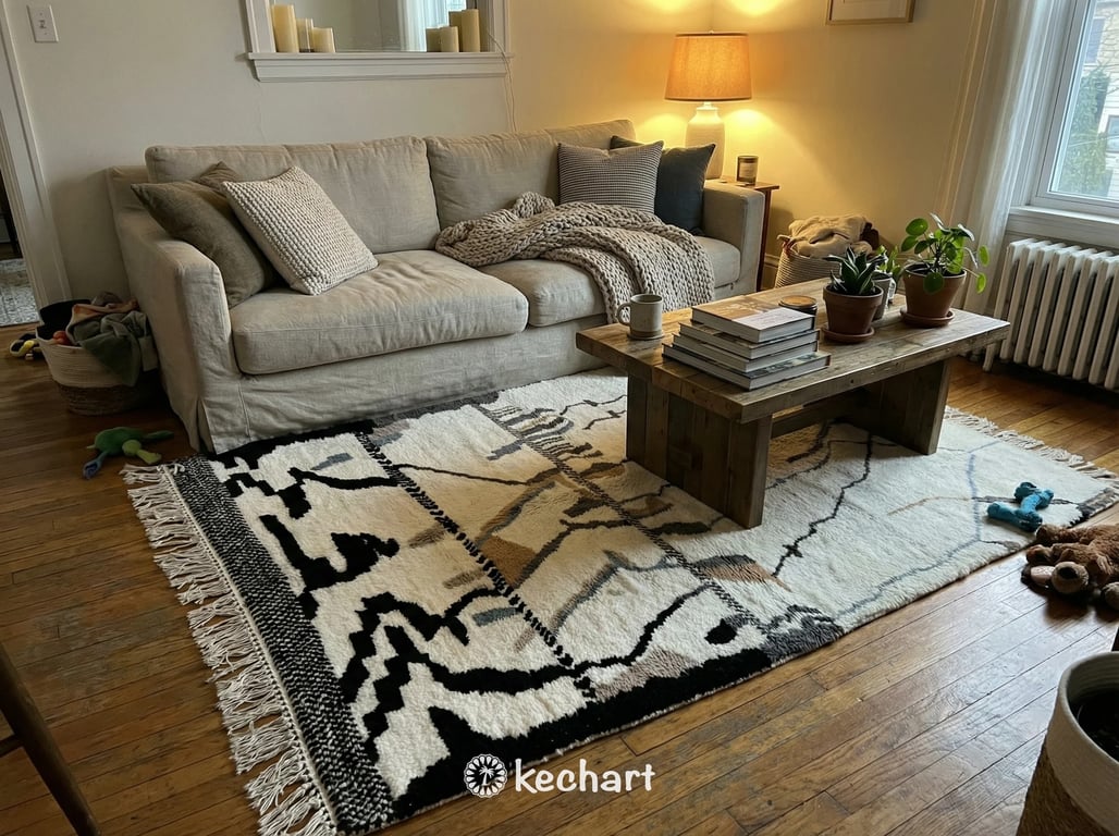 Custom Beni Ourain Rug - Made to Order Moroccan Wool in White & Grey