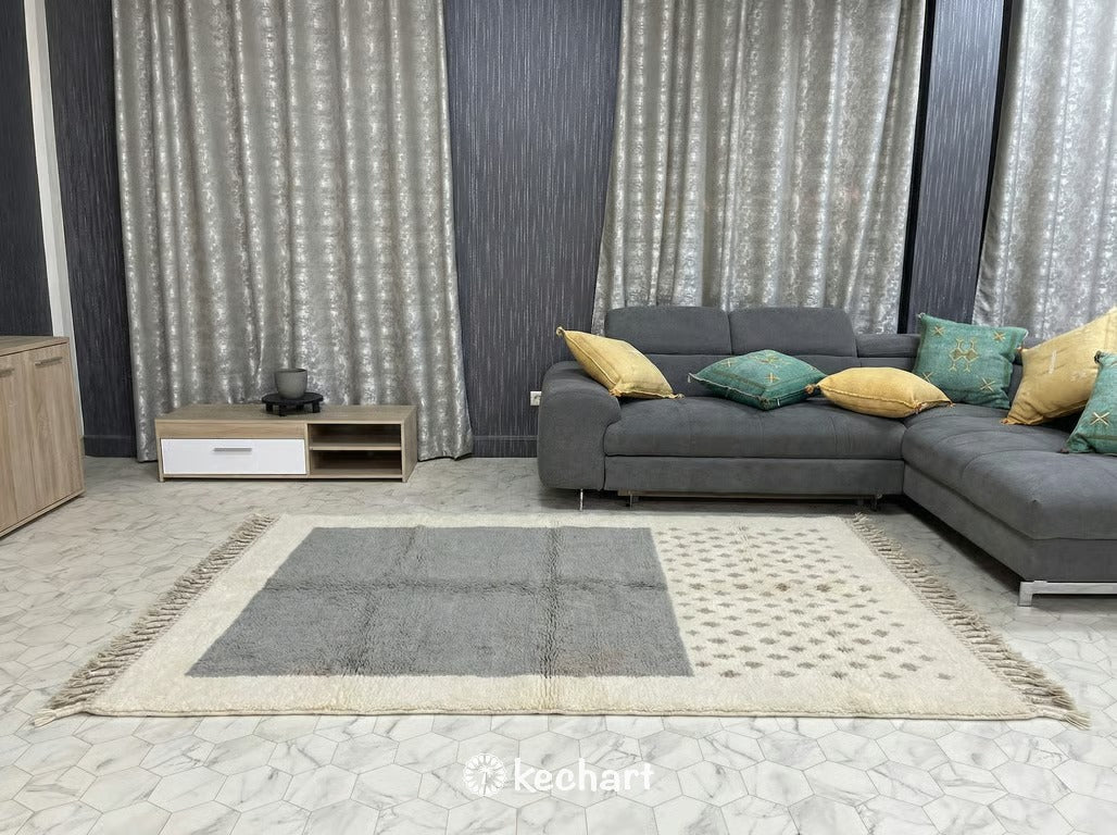 Custom Beni Ourain Rug - Made to Order Moroccan Wool in Soft White & Grey