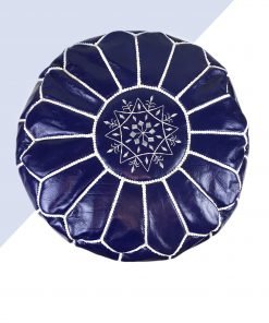 kechart - Blue Moroccan Pouffe, moroccan leather, moroccan pouf, Blue moroccan, leather pouffe, moroccan pouffe, handmade moroccan