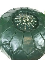 Green Moroccan leather pouf