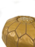 Yellow Moroccan leather pouf