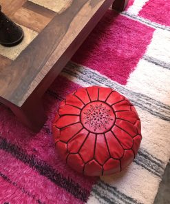 kechart - Red Moroccan Pouffe, moroccan leather, moroccan pouf, Green moroccan, leather pouffe, moroccan pouffe, handmade moroccan