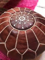 Brown Moroccan leather pouf