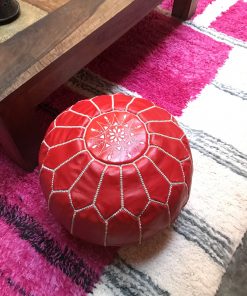 kechart - Red Moroccan Pouffe, moroccan leather, moroccan pouf, moroccan pouf
