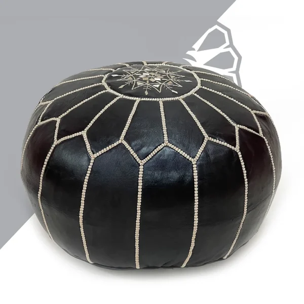 Shop the Black Luxury Pouf - Handcrafted Moroccan Leather Ottoman