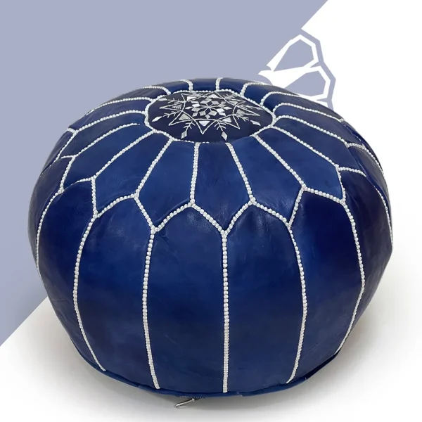 Deep Blue Leather Pouf: Experience Luxury and Comfort in Your Living Space