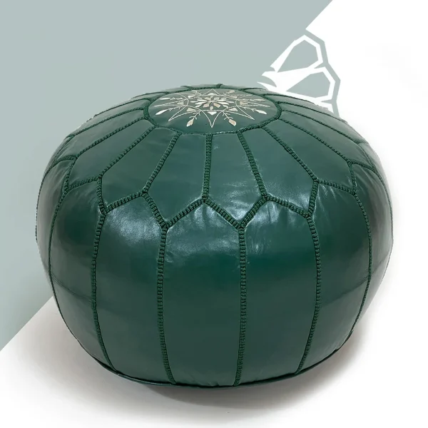 Buy the Wild Woodland Green Pouf - Handmade Moroccan Leather Furniture