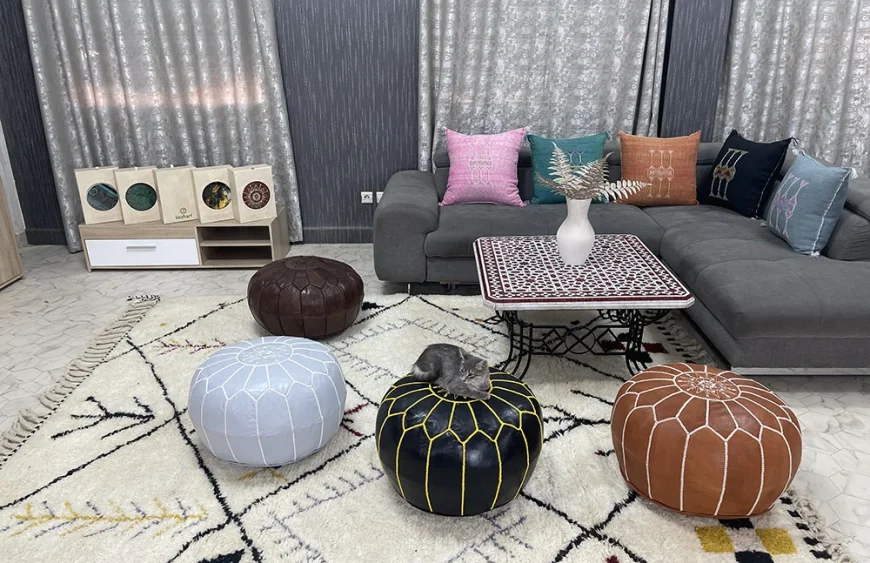 Bringing Moroccan touch into Your Home with Kechart Leather Poufs