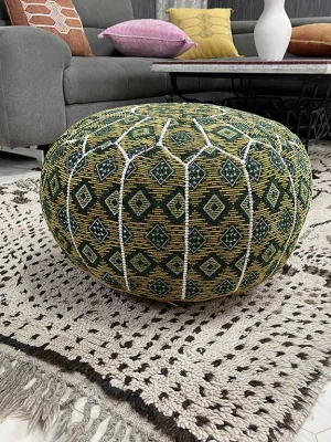 Olive moroccan pouf 2